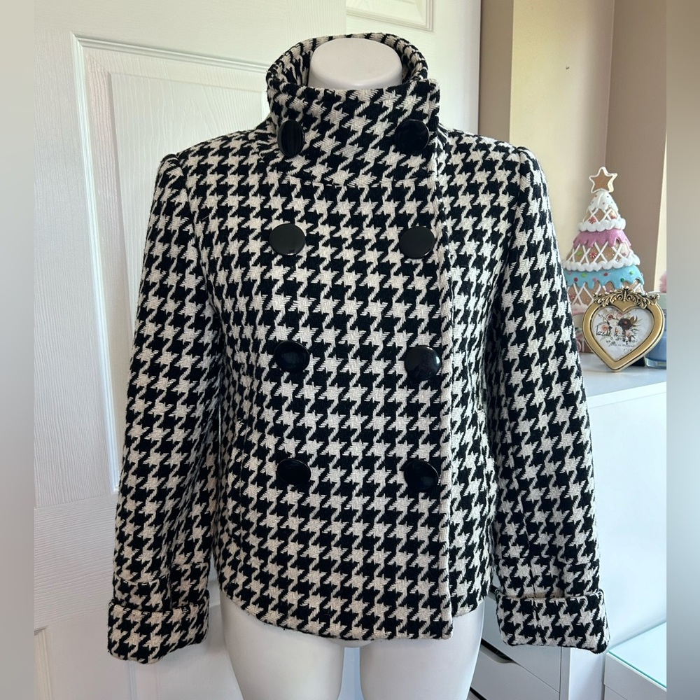 Black Rivet Houndstooth Wool Jacket - image 1